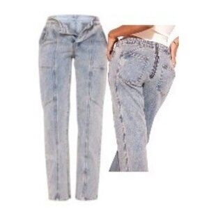 PrettyLittleThing Petite Fold Over Waist Back Zipper Cargo Jeans Size 00